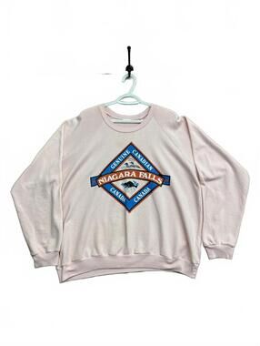 Vintage Niagara Falls Genuine Canadian Graphic Sweatshirt Pink Cut Tag Size XXL